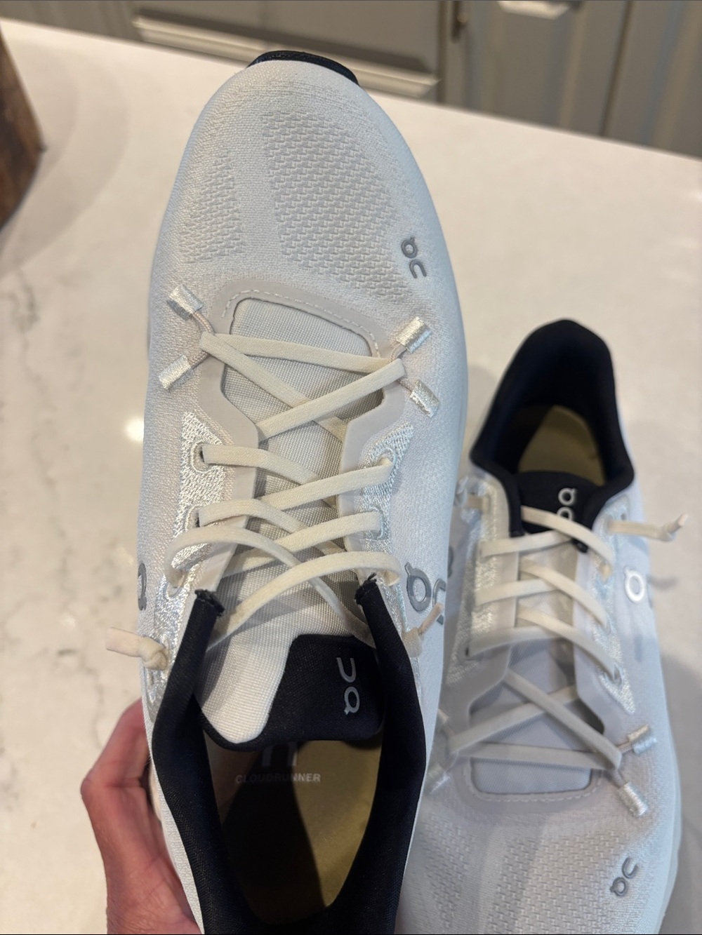 On Cloudmonster Women's Sneakers in White - Picture 7 of 8